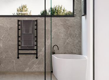 Freshly painted bathroom in calming blue