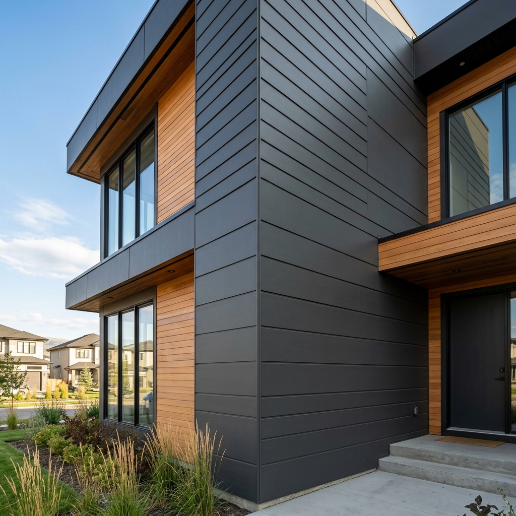 Fibre cement siding painting in Calgary